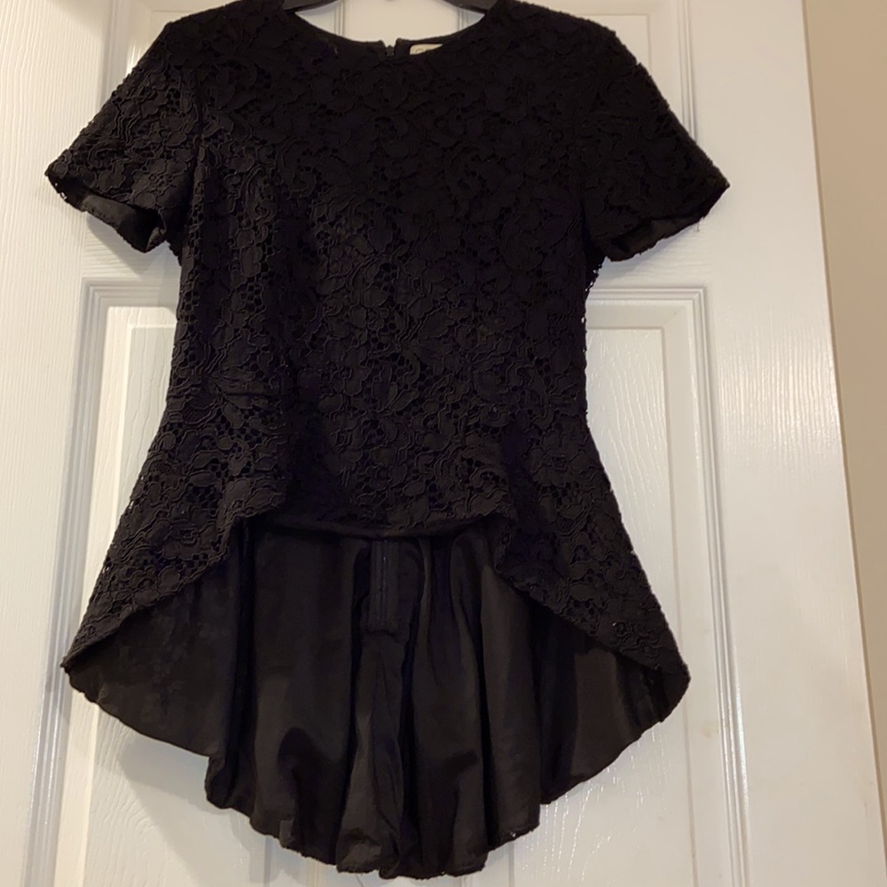 Black floral blouse